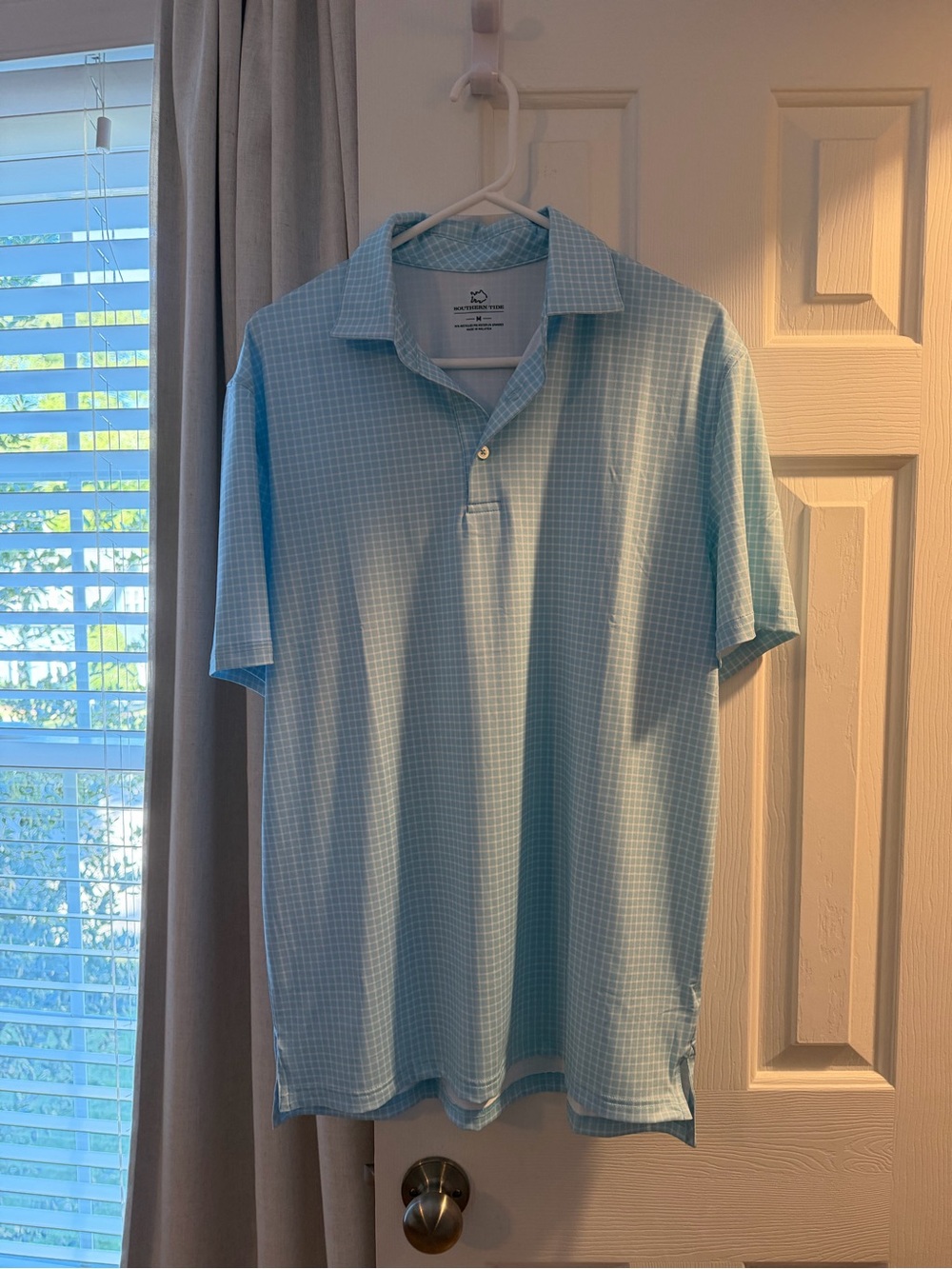 Light Blue Grid Performance Polo Shirt - Southern Tide